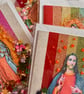 Handmade Kitsch Religious Card – Jesus or Virgin Mary Glitter Card