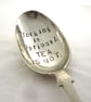 Teaspoon for Naturists, Clothing is Optional, Tea is Not, Handstamped Vintage - Image 1