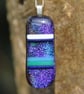 Handmade Blue and purple dichroic banded pendant, fused glass necklace  SKU F38 - Image 7