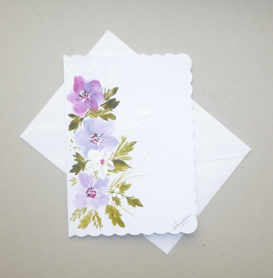 hand painted blank greetings card ( ref FA 45 A5 )