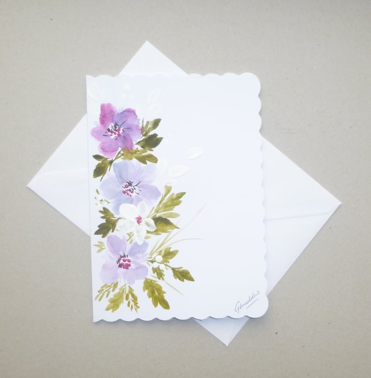 hand painted blank greetings card ( ref FA 45 A5 )