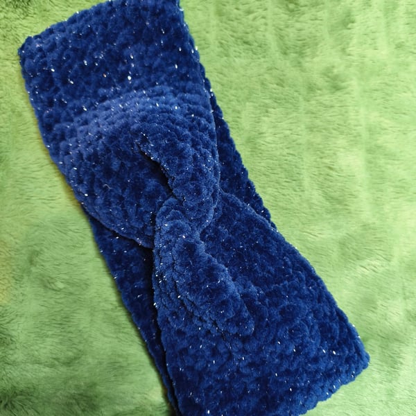 Navy Blue Glitter Headband Ear Warmer