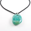 Russian Amazonite Pendant on Black Twisted Satin Cord with Sterling Silver Clasp