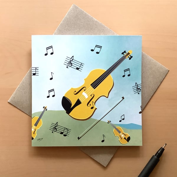 Greetings card - violins - music 