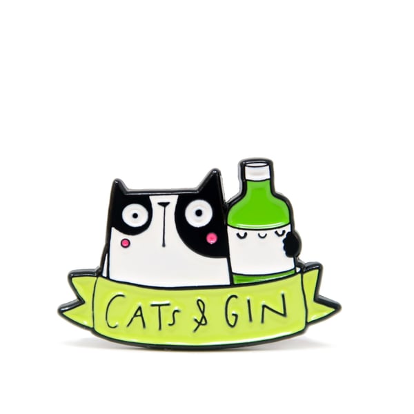 Cats and Gin enamel pin badge 