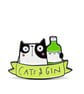 Cats and Gin enamel pin badge  - Image 1