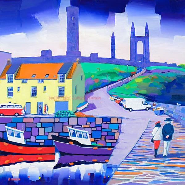 St Andrews Harbour (Limited edition giclee print) Free postage