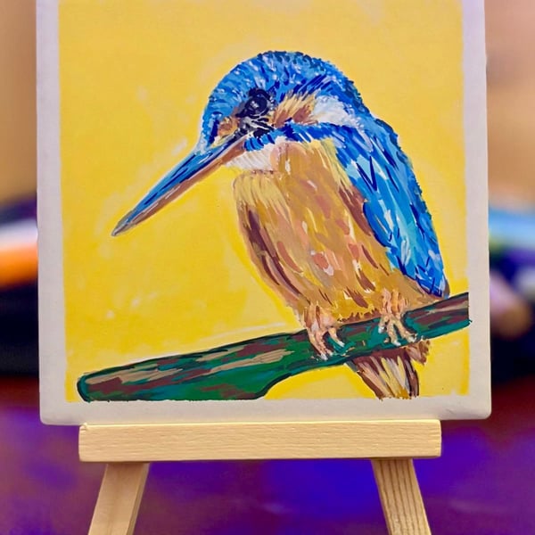 Bird Art Decorative Tile – Handcrafted Drawing on Tile with Stand