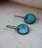 Turquoise blue enamel circle earrings - Image 3