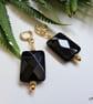 Black Onyx Gold Plate Huggie Earrings