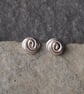 Small silver spiral twist stud earrings, recycled silver studs for everyday wear