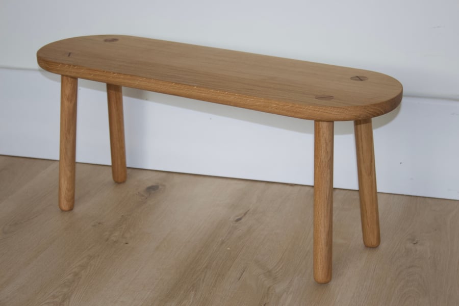 Rounded End Solid Oak Bench - Custom Made 
