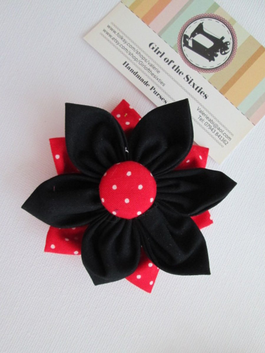 Double Flower Fabric brooch