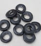 10 Medium Coal Black Glazed Ceramic Donut Beads - Image 2