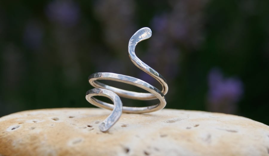 Elegant handmade sterling silver 'abstract snake ring' Made to Order