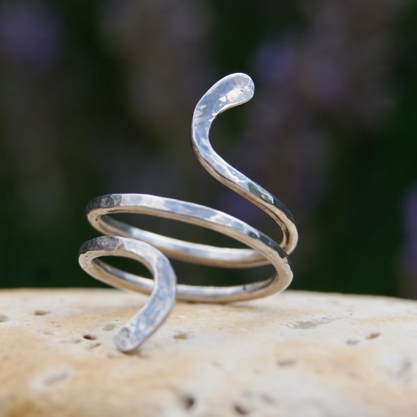 Elegant handmade sterling silver 'abstract snake ring' Made to Order