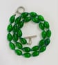Green glass teardrop beaded necklace 