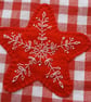 Scandi Style Gingham Christmas Stocking with Hand Embroidered Red Felt Star - Image 8