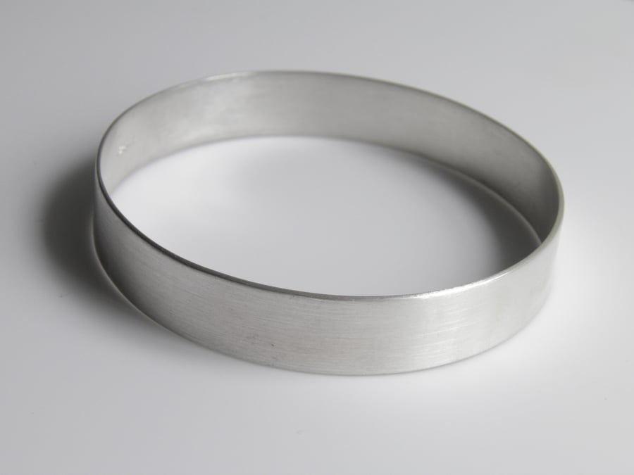 Sterling Silver Bangle, Plain Simple Minimal Design