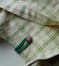 Crossbody pyramid shoulder bag in green and mauve checks - Image 6