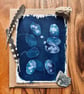 Cyanotype Honesty Seed-Heads 1 - Mounted Design - Card with envelope 