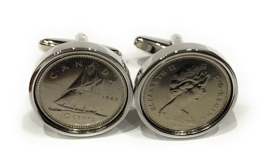 1980 Canadian dime coin cufflinks, 1980 41st birthday, Mens Gift, 40th Mens Gift