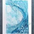 Ocean Norse mythology inspired mixed media wave surf original art