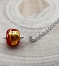 red and gold leaf glass pendant necklace