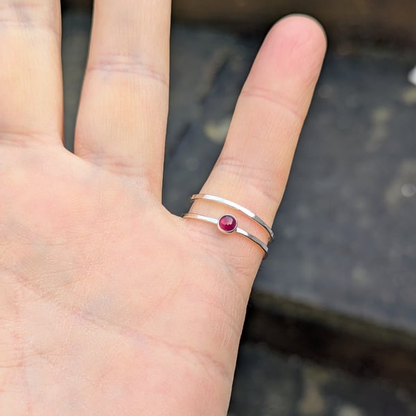 Sterling Silver Open Wrap Garnet Ring, Handmade Urban WEDDING