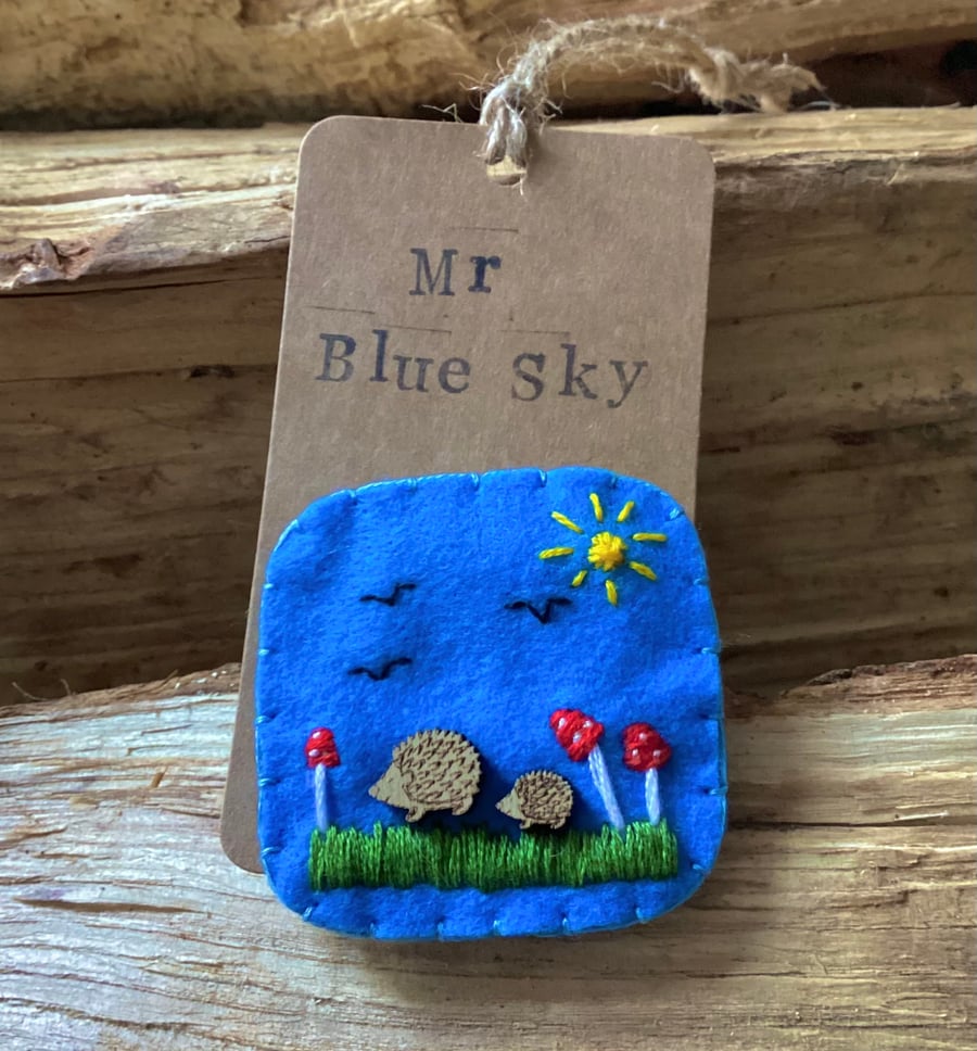 Felt Brooch Hedgehog Toadstool