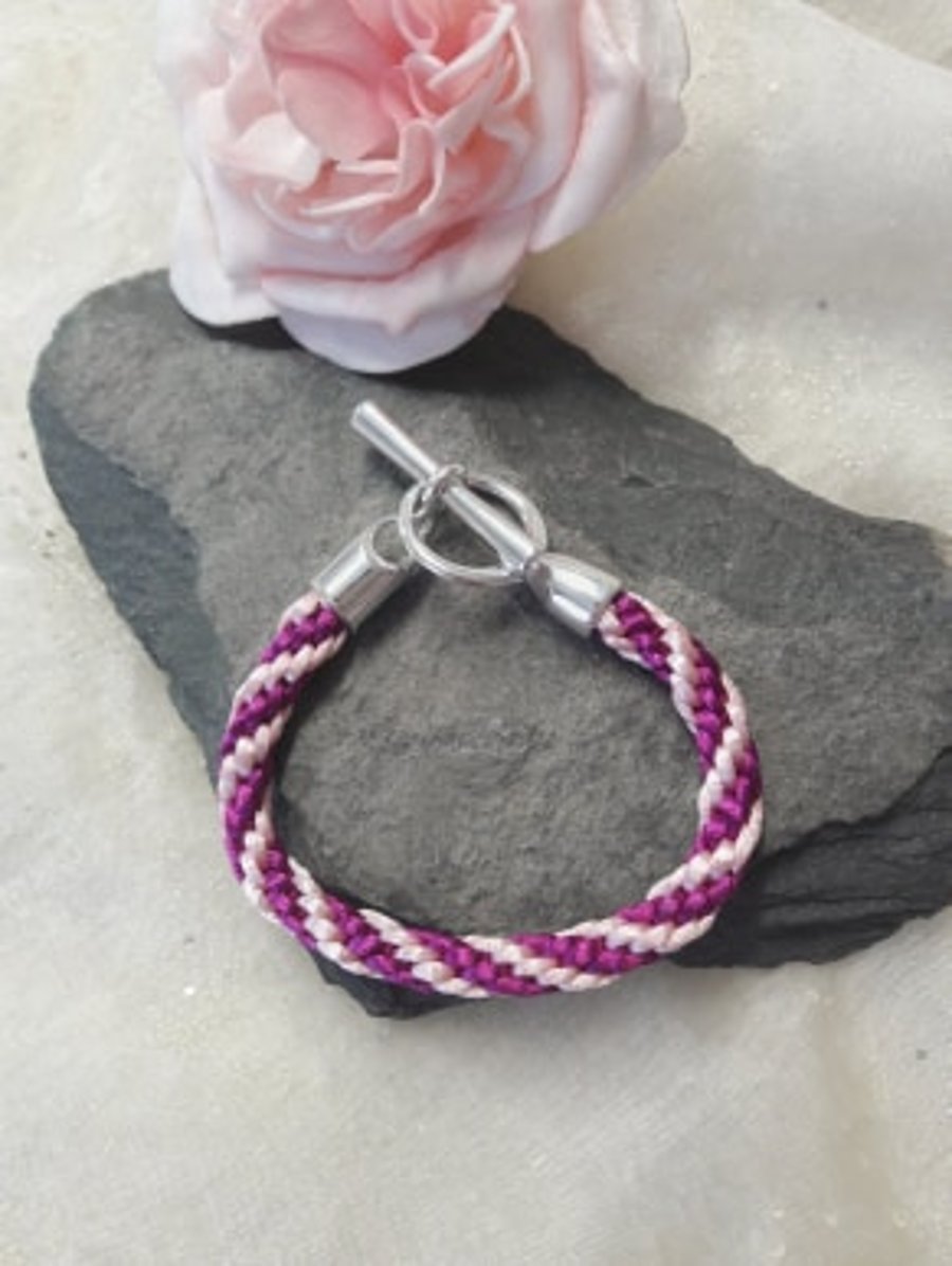 Purple and pink Kumihimo Braided Bracelet 