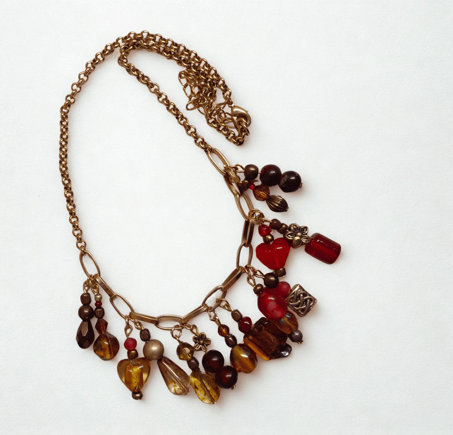 Autumnal Necklace on Gold Chain