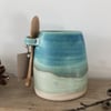 Ceramic handmade Sugar bowl - Glazed in turquoise and greens
