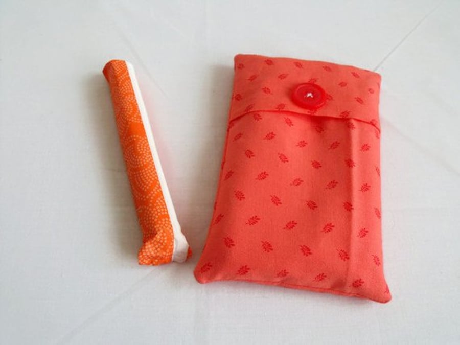 coral cotton tampon holder, discrete tampax pouch for your bag