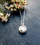 Recycled Silver Moon Pendant Necklace - Full Moon, Textured - Image 1