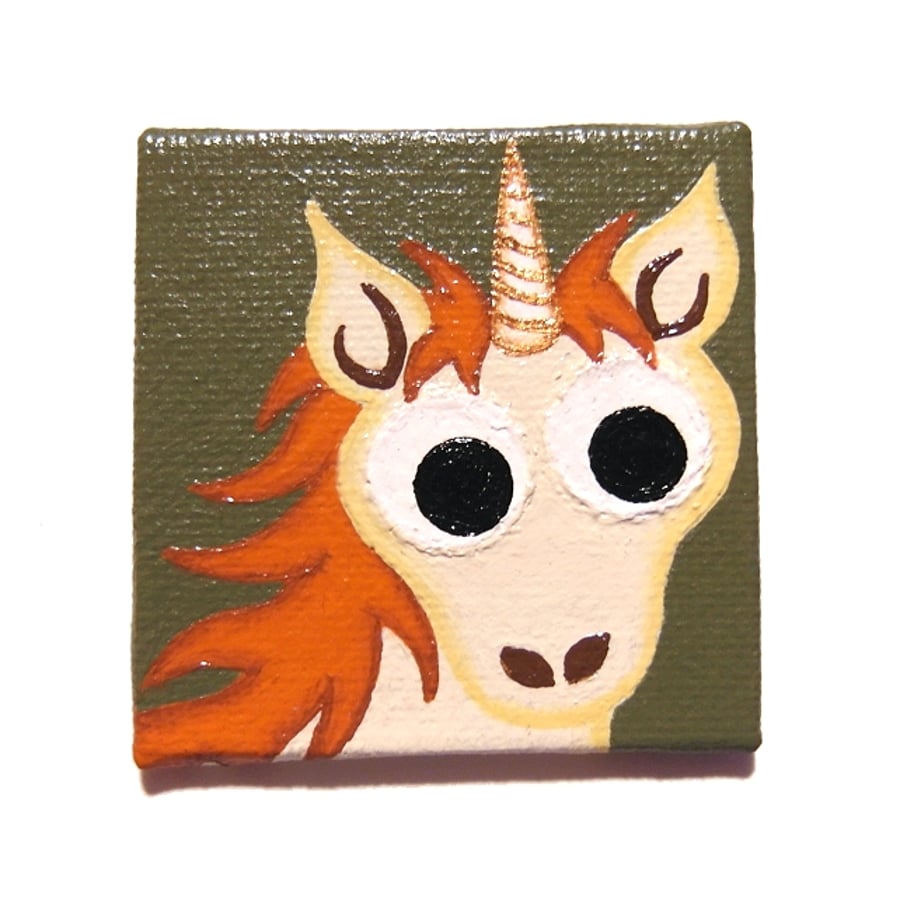 Unicorn with Ginger Mane - original painted magnet stocking filler