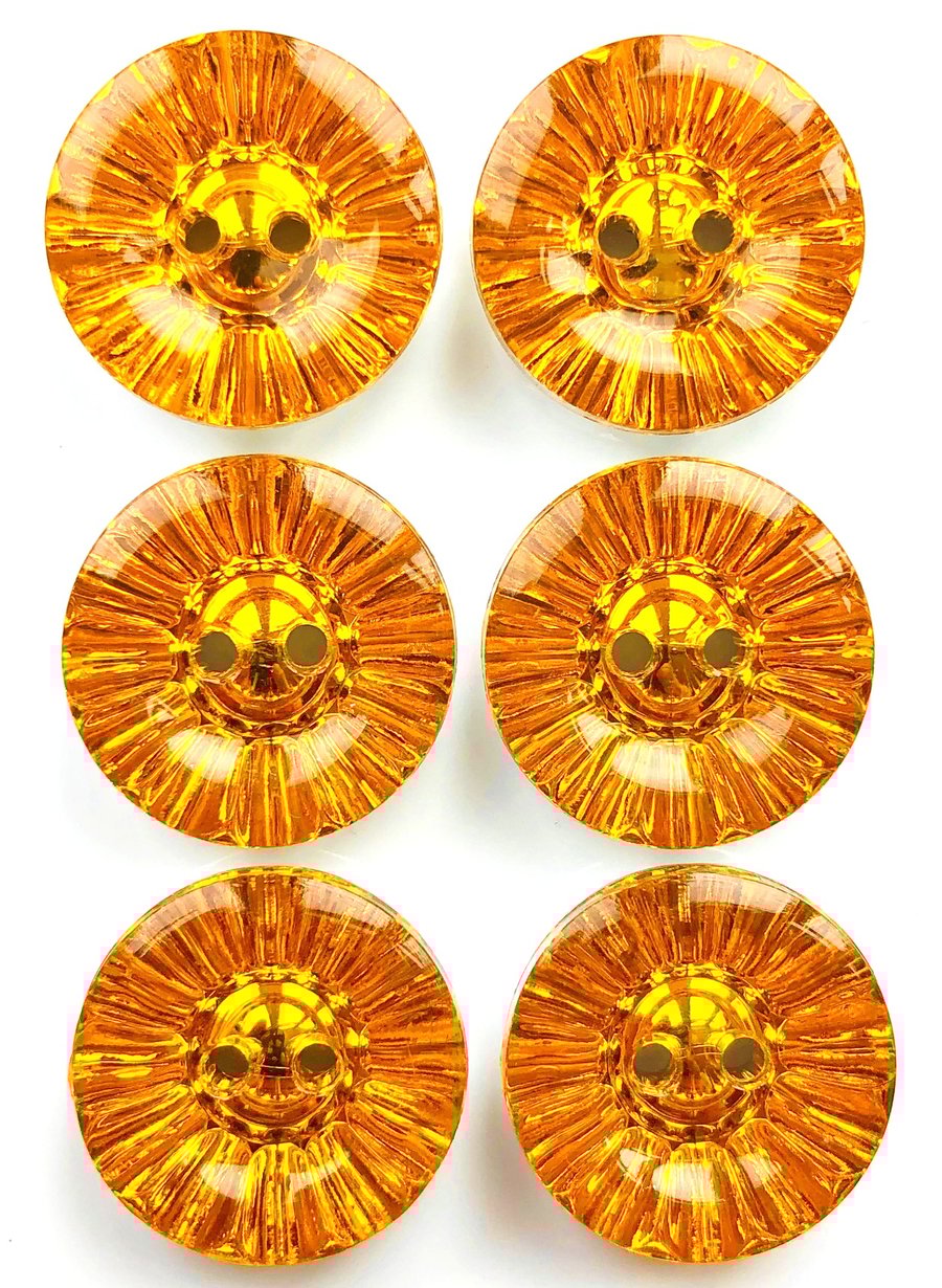 6 Crystal Style Acrylic Dish Buttons, Gold, 15mm Wide, Sparkly, Buy 1 Get 1 Free