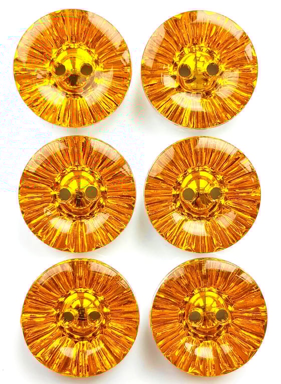 6 Crystal Style Acrylic Dish Buttons, Gold, 15mm Wide, Sparkly, Buy 1 Get 1 Free