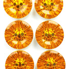 6 Crystal Style Acrylic Dish Buttons, Gold, 15mm Wide, Sparkly, Buy 1 Get 1 Free