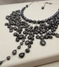  Cascading Sparkle Necklace With Black Pearls and Black Spinel - Image 10