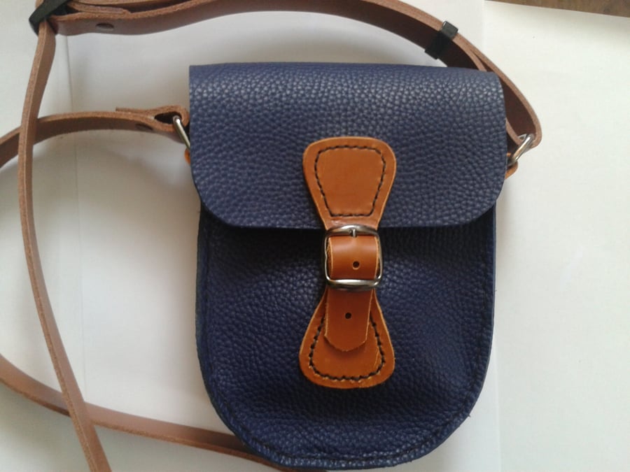 small blue pu leather shoulder bag