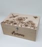 Memory box, wooden keepsake storage box - pyrography wildflowers, dragonfly, bee - Image 1