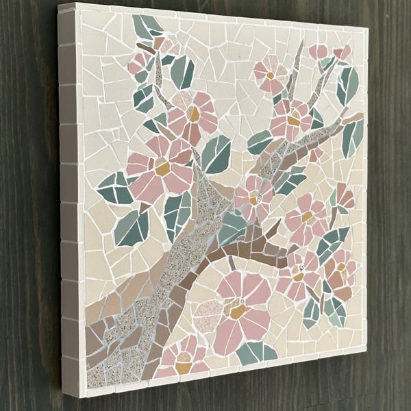 Summer Seconds -  Mosaic Floral Art - Pink Blossom Mosaic Wall Plaque 