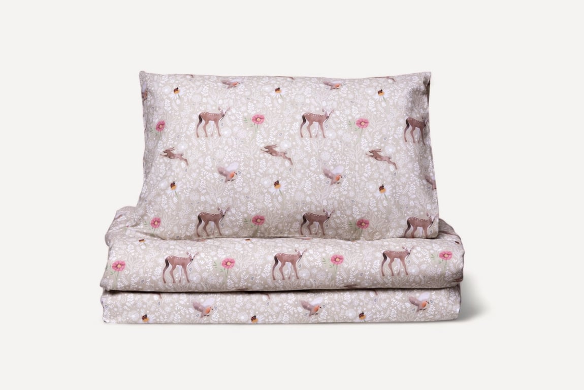 100% Cotton Percale Kid's Bedding Set - Meadow. High Thread Count 