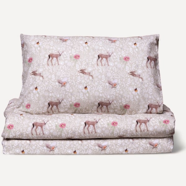 100% Cotton Percale Kid's Bedding Set - Meadow. High Thread Count 