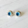 Royal Blue and Silver Stud Earrings