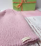 Hand Knit Pink Beanie, Merino Cotton Mohair Blend, 55 - 57 cm, ready to ship - Image 4