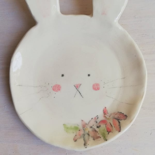 Fall Leaf Candy Trinket Dish Sleeping Bunny Ceramic Bunny Needs