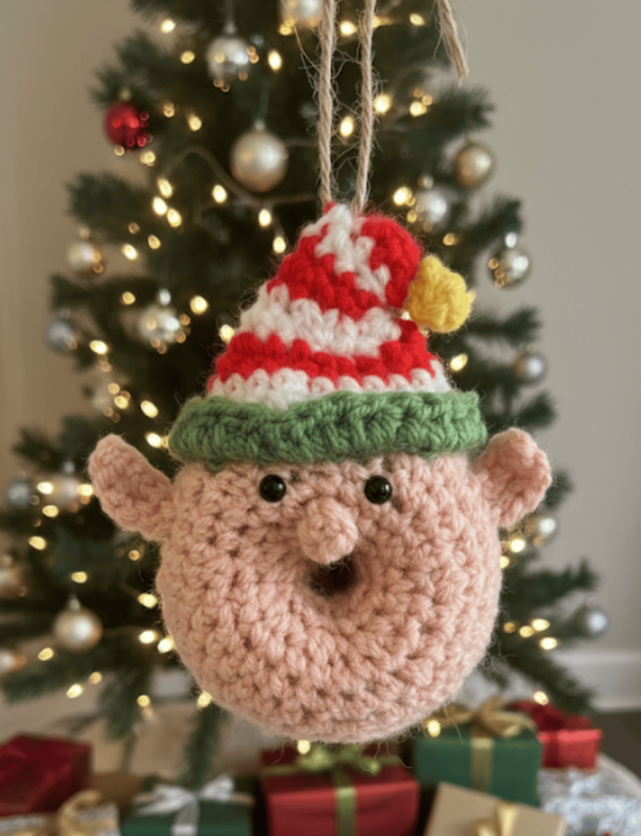 Crochet Christmas Elf Bauble,Crochet Christmas Car Ornament Christmas Gifts