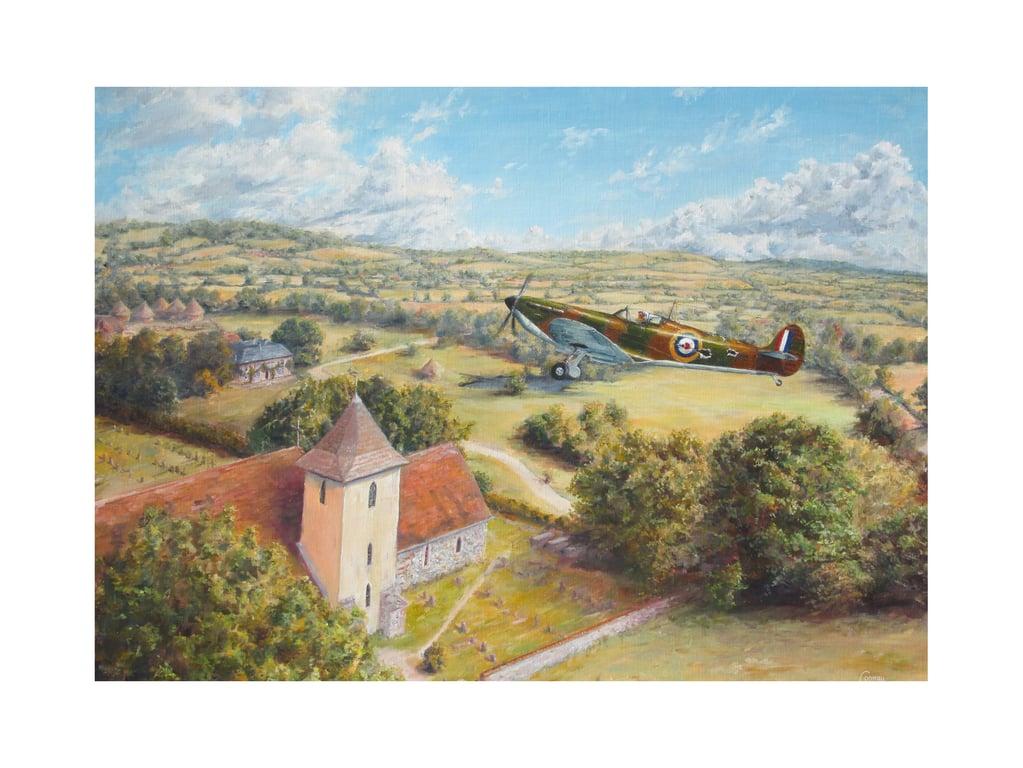 SPITFIRE Aviation Greeting Card-Fine Art Aeroplane Card-Battle of Britain Art